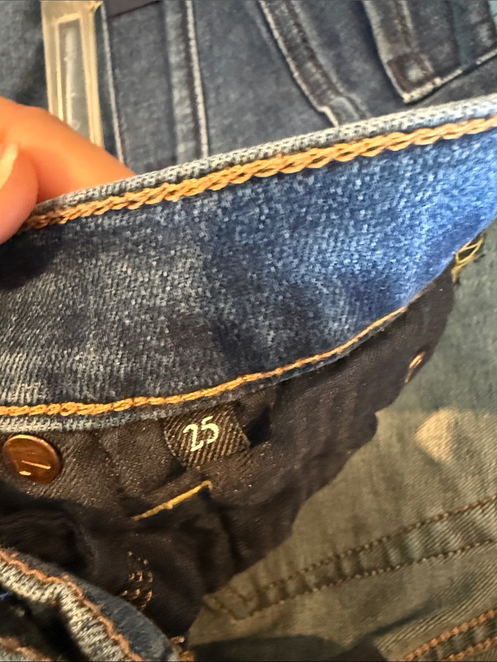 7 For All Mankind Medium Blue Flare Jeans with Embroidered Pockets - Picture 5 of 5
